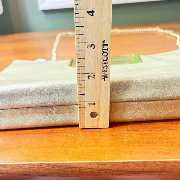 Brand New Charming Tailor Gold Clutch Convertible Shoulder Bag Vegan Leather - Picture 11 of 16